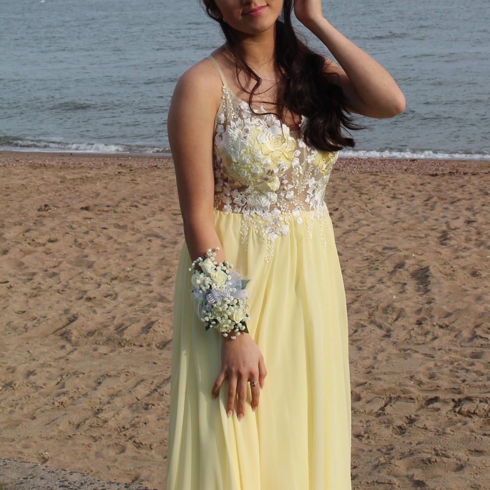 Yellow Floral Prom Dress
